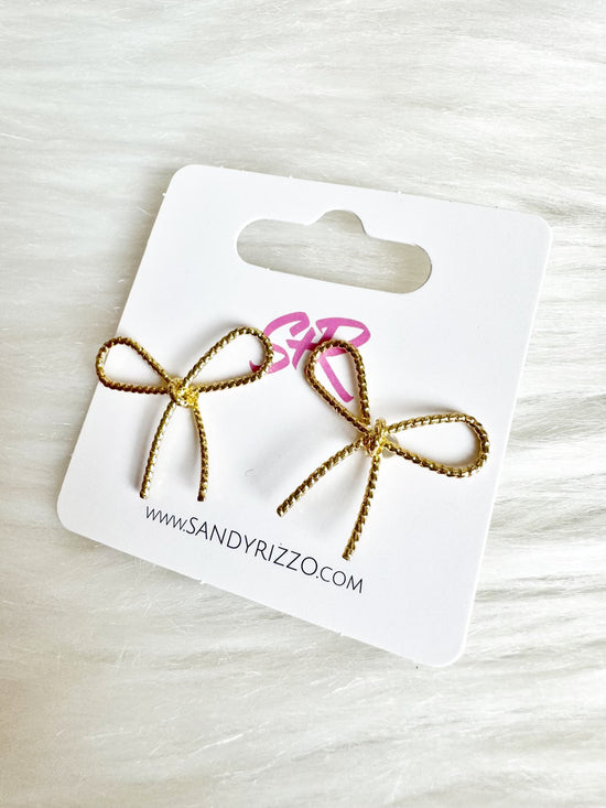 Gold Rope Bow Stud