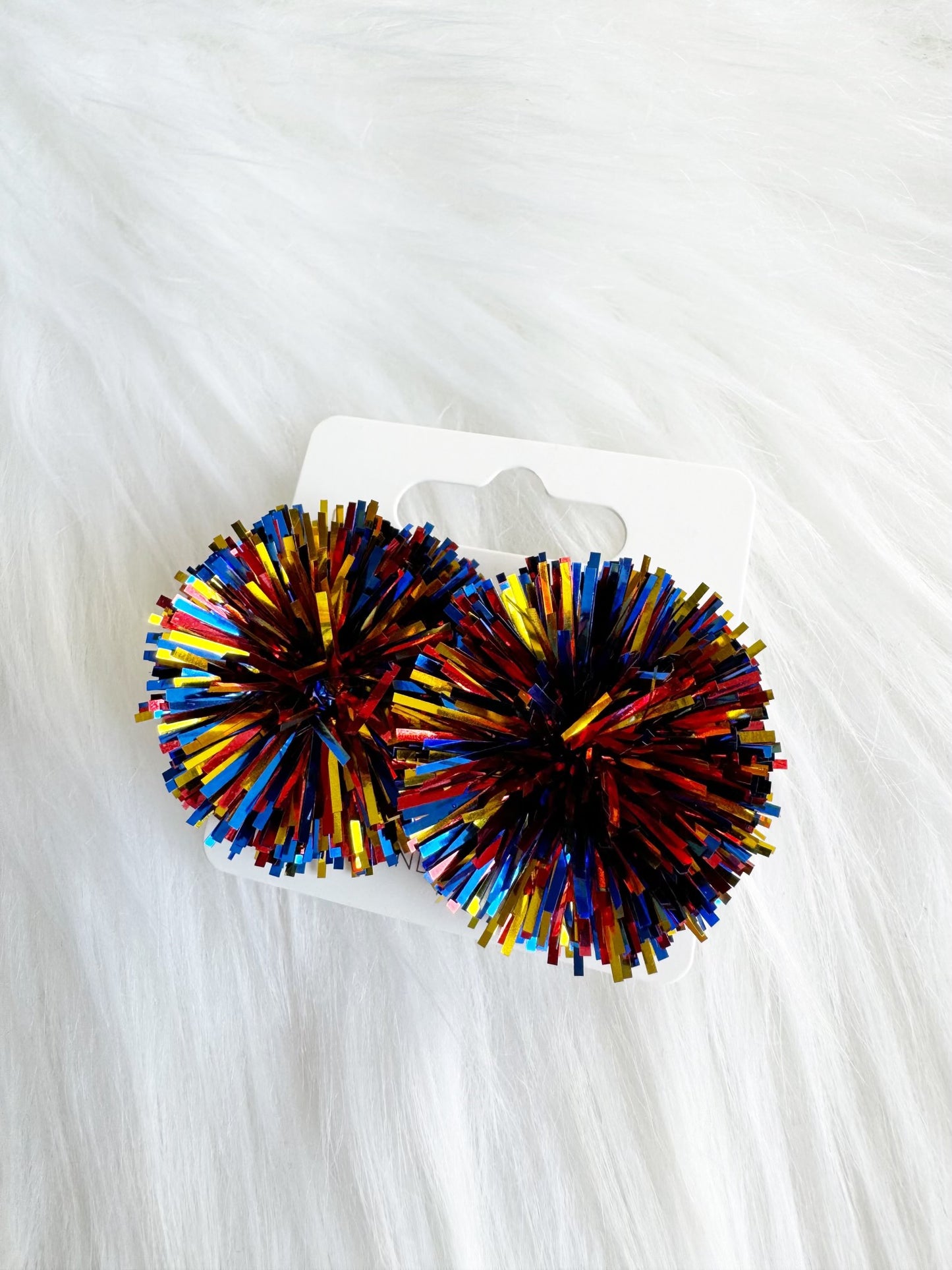 Red, Gold, and Blue Party Pom Stud