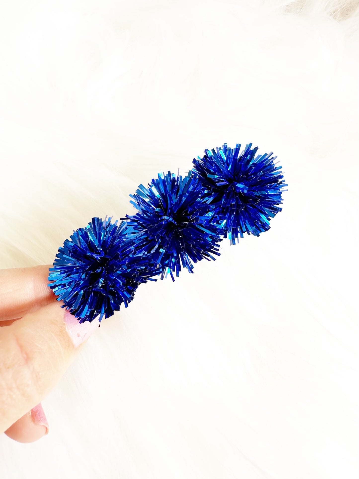 Blue Party Pom Hair Clip