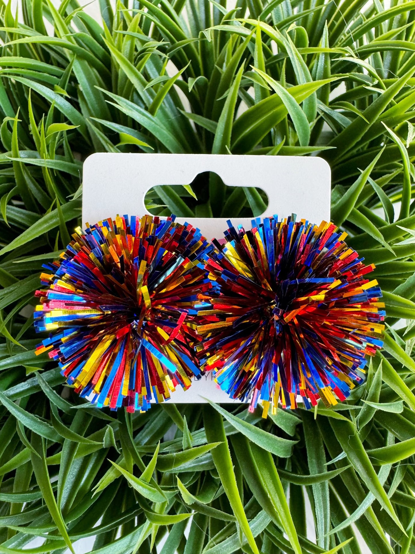 Red, Gold, and Blue Party Pom Stud