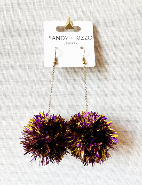 Purple and Gold Pom Dangle