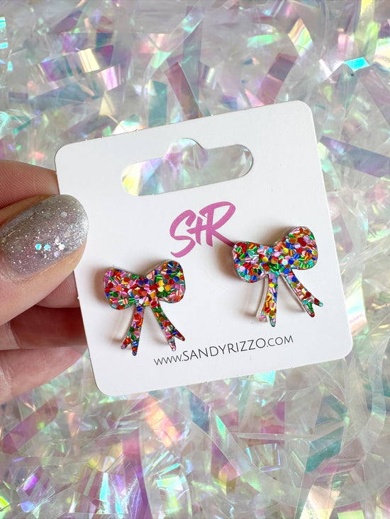 Confetti Dot Bow Stud