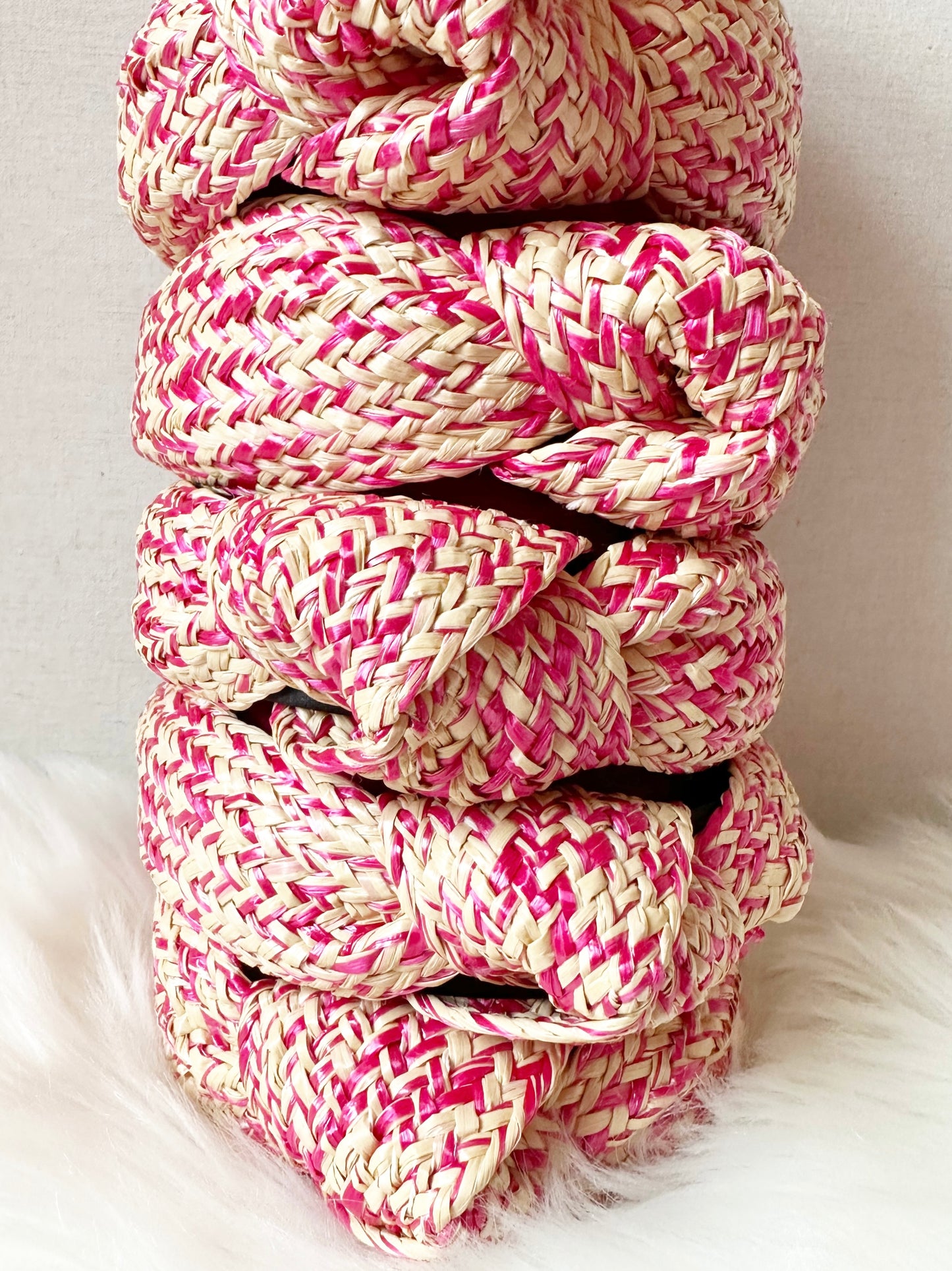 Hot Pink Raffia Headband